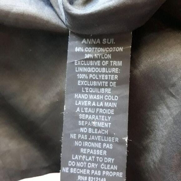 Anna Sui Goth Witchy Black Lace Skater Skirt Full Ribbon Gold Highlights Sz 4 - Picture 10 of 11